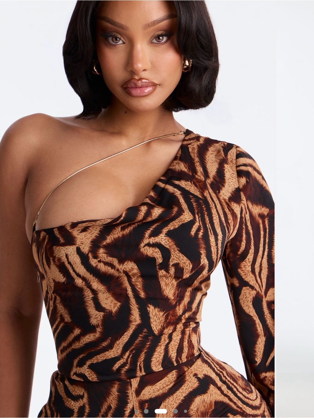 Tori Zebra One Shoulder Jumpsuit - Brown/combo - Picture 3 of 4